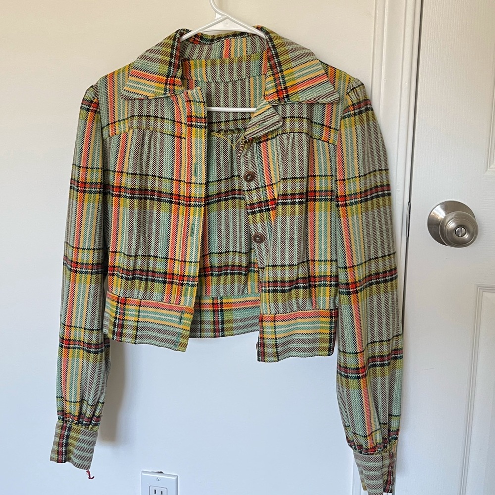 True 70s deadstock vintage plaid Crop Jacket
Best fit size small to XS